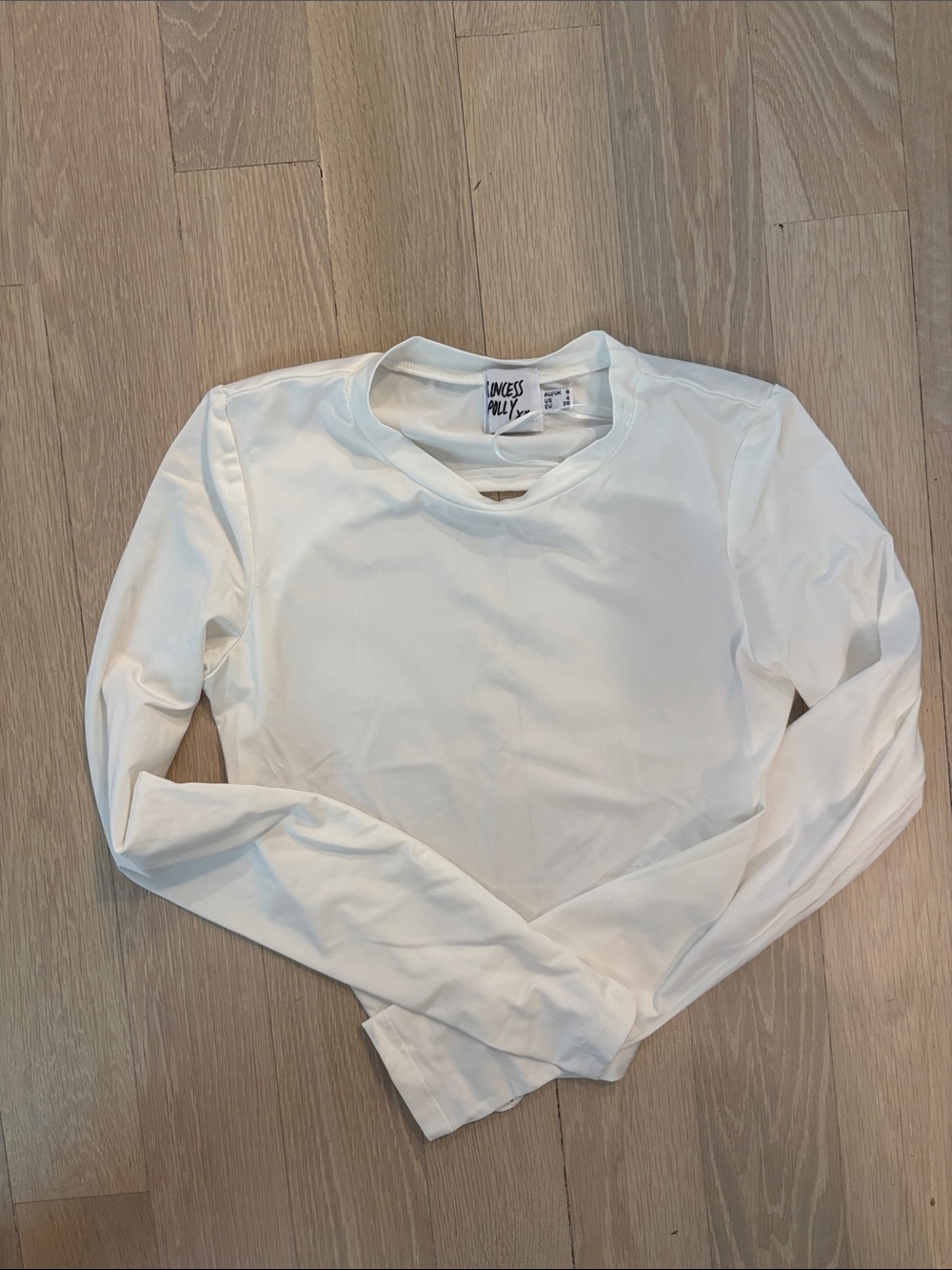 Princess Polly Cream Crewneck Long Sleeve Tee